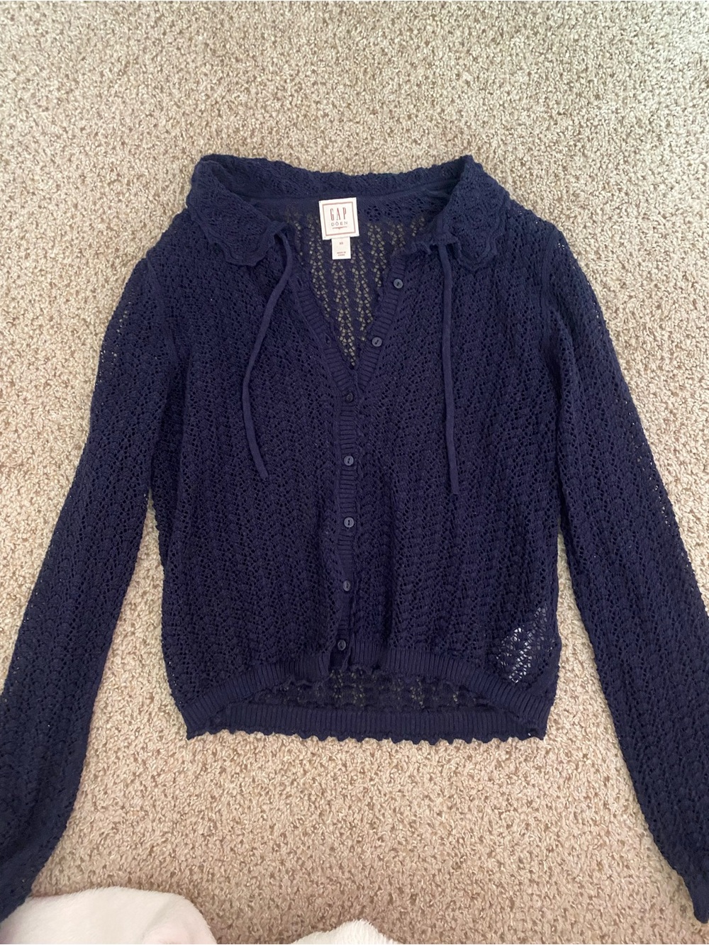 GAP x DOENNavy Pointelle Button-Up Sweater